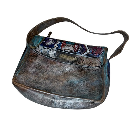 Jane yoo wearable art leather purse shoulder bag vintage retro - Picture 2 of 7